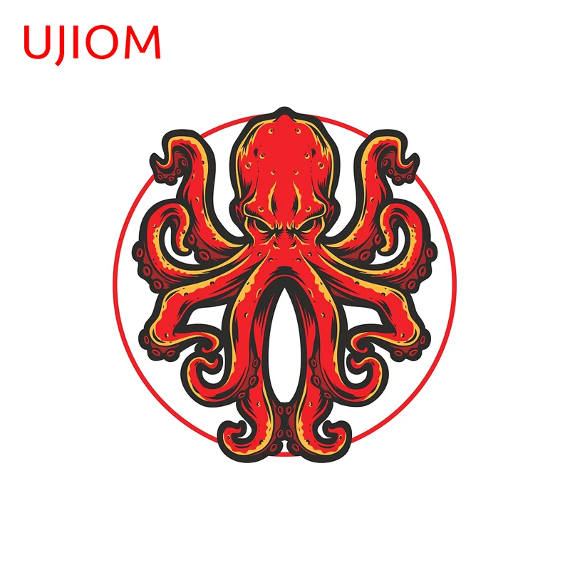 UJIOM Red Octopus Wall Sticker Interesting Creative Chambre Sunscreen PVC Decal Funny Living Room Decoration Accessories
