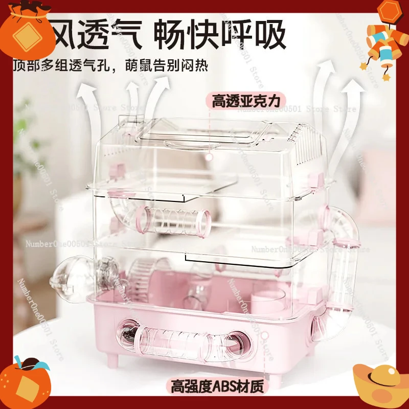 

Large Transparent Acrylic Cage 2 Story Luxury Habitat for Small Pet Enclosure with Easy Clean Design