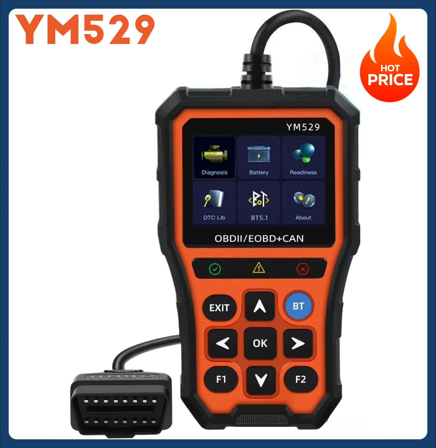 

Professional Automotive Diagnostic Scanner YM529 OBD2 Check Engine Code Reader Tool Battery Life Check and Evaluation