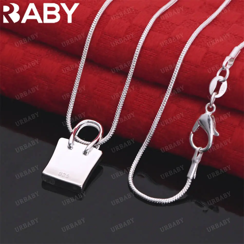 

URBABY 40-75cm 925 Sterling Silver Bag Pendant Necklace For Women Charm Trend Birthday Gifts Fashion Party Fine Jewelry