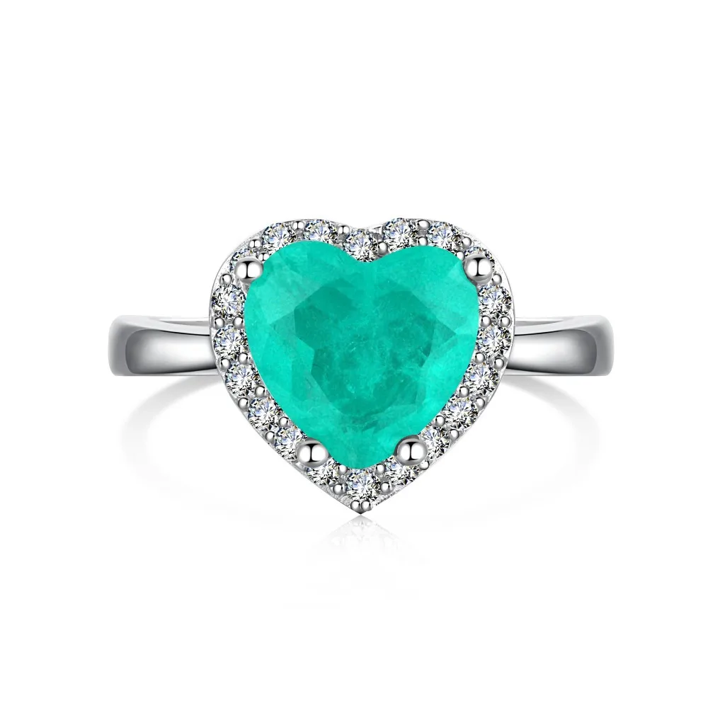 

Женское серебряное кольцо из серебра S925 пробы Paraiba, модное кольцо с инкрустированным цирконием, ювелирные изделия