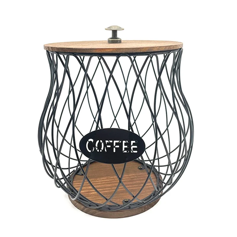 HGHO Coffee Pod Holder Rustic K Cup Holder Organizer For Counter, Coffee Pods Storage Black 1 Piece
