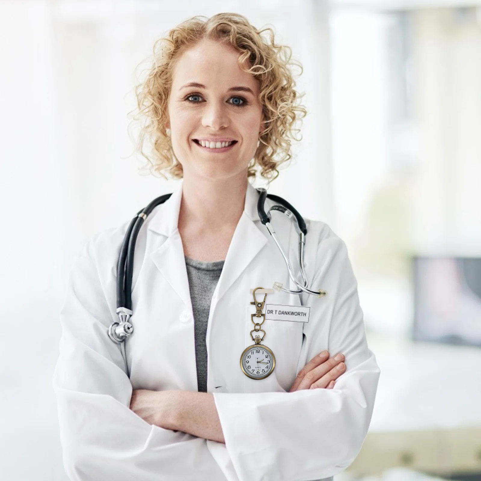 2pcs Vintage Chest Watch Alloy Quartz Pocket Watch Keychain For Nurses Doctors Students Key Ring Pendant Accessory