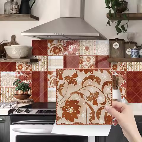 Self-Adhesive Wall Stickers 24Pcs Set, Waterproof PVC Tile Decals for Kitchen Bathroom, Easy Peel &amp; Stick Home Decor