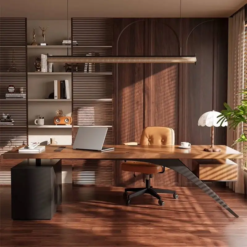 Narrow Strong Office Desks Storage Unique Wooden Modern Cheap Office Desks Luxury Drawers Large Scrivania Work Station Table