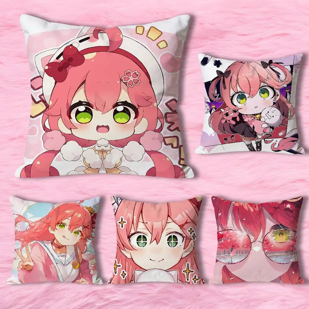 

Pink S-Sakura M-Mikos Various Sizes Square Pillow Case For Car Home Bedchamber Decor Custom Valentine gift