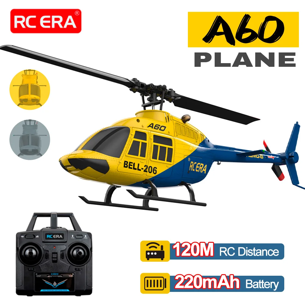 RC ERA A60 4CH helicóptero 1/42 escala BELL-206 posicionamiento de flujo óptico 10min tiempo de vuelo 2,4G 120M giroscopio de 6 ejes avión sin escobillas