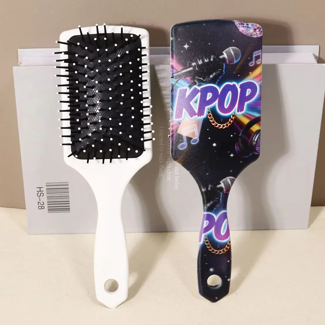 

1pc KPOP music themed air cushion hair comb - anti-static, ABS plastic handle and nylon bristles, Special for real hair wigs