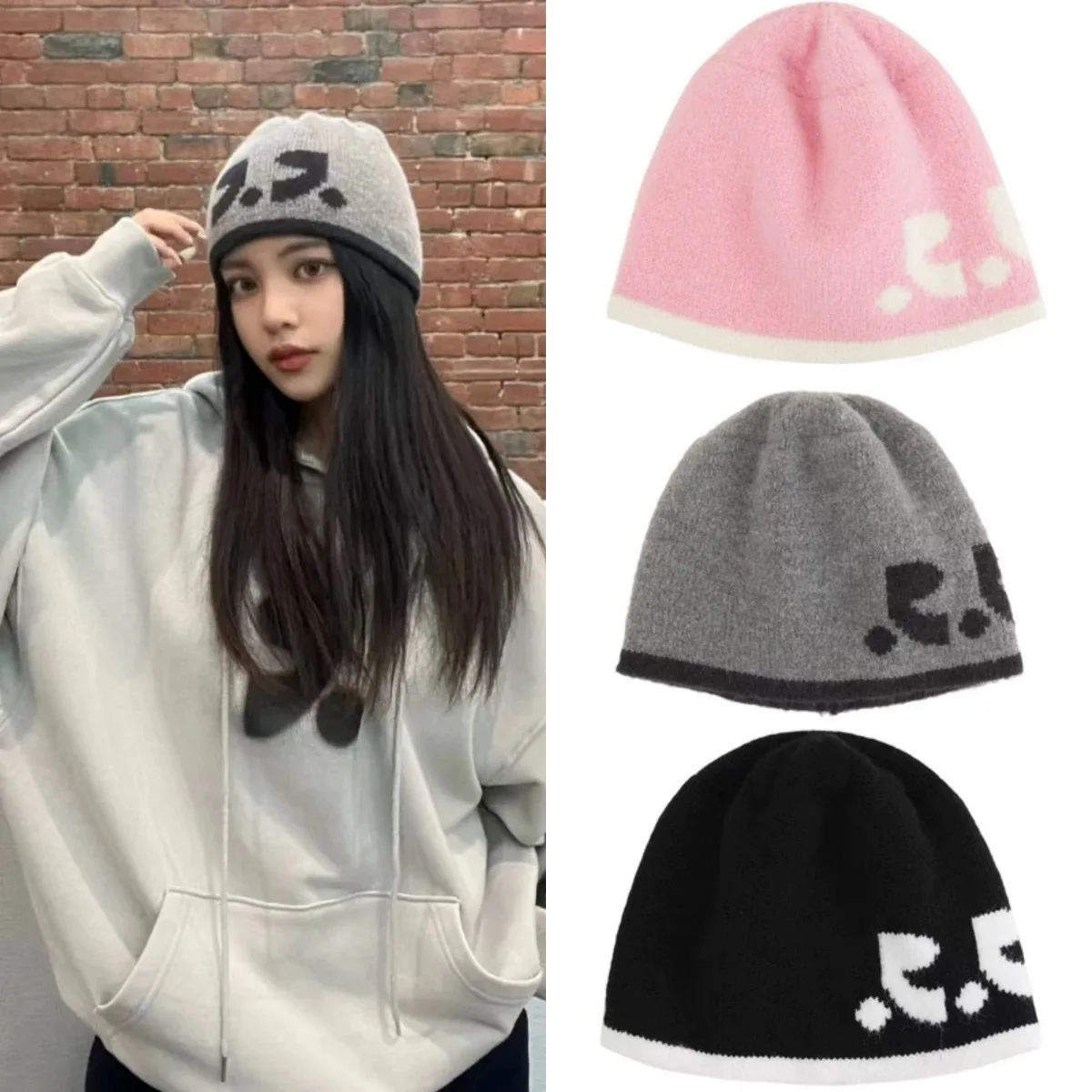 

Вязаная шапка унисекс для отдыха и отдыха, жаккардовая шапка с черепом, зимняя шапка с цветным принтом и буквенным принтом для мужчин и женщин