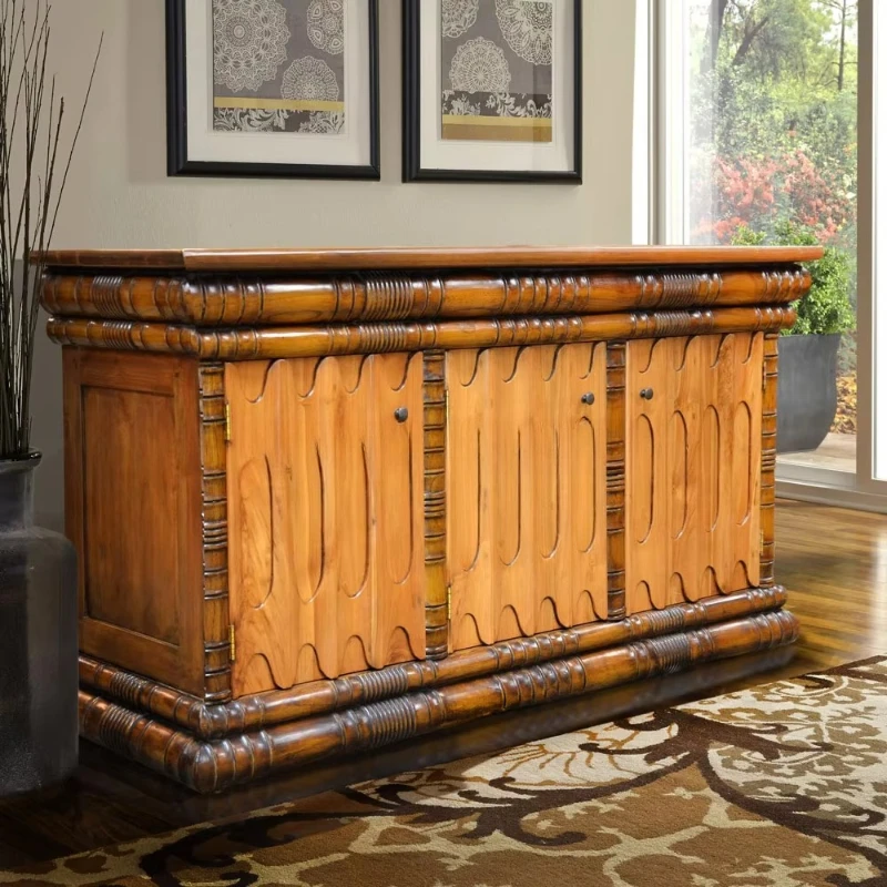 وحدة تحكم بوفيه عتيقة من خشب الساج الطبيعي، أثاث غرفة المعيشة الصلبة W150xH78cm المنزلية