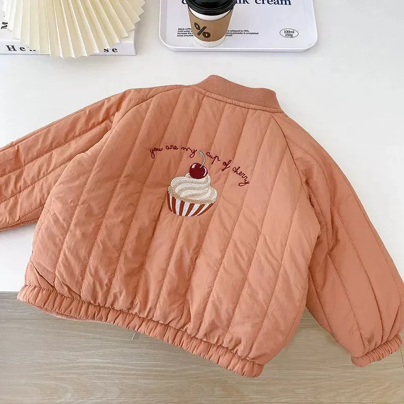 2024 Fashion Children Baby Jackets Winter Autumn Thicken Cute Embroidery Coats Kids Boys Girls Outerwear