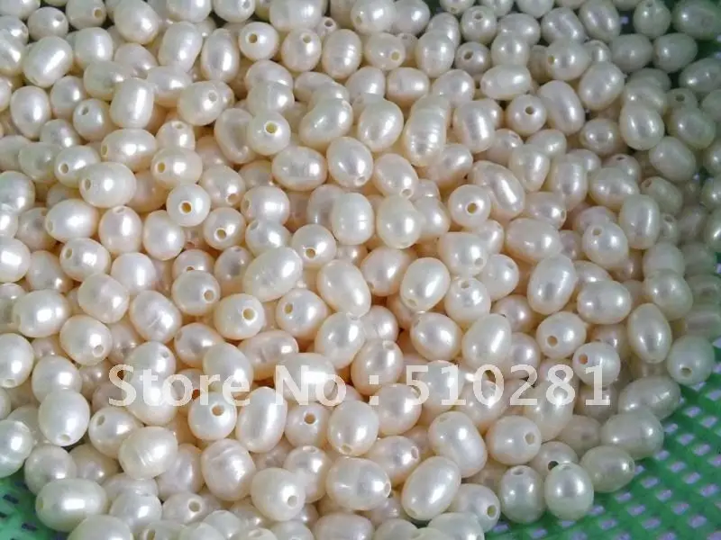 DIY 9-10mm 500pcs 2mm hole rice pearl freshwater pearl ,necklace jewelry big hole pearl beads