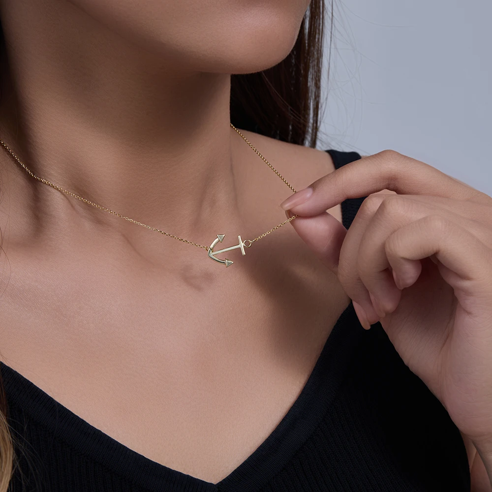 من المألوف فريد مرساة قلادة معلقة الديكور قلادة فضية نقية الهيب هوب العصرية السيدات سلسلة الترقوة المجوهرات