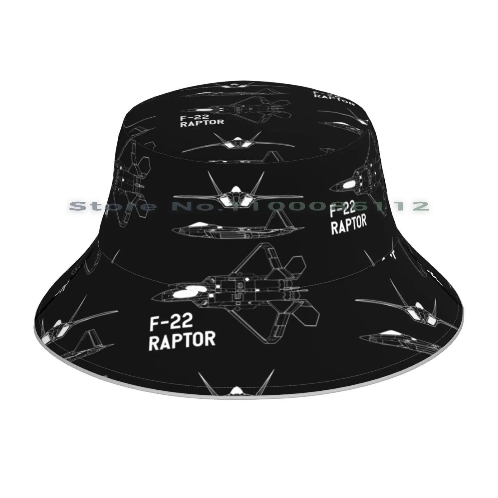 F 22 Raptor White Bucket Hat Sun Cap Jets Airplanes Foldable Outdoor Fisherman Hat image 4