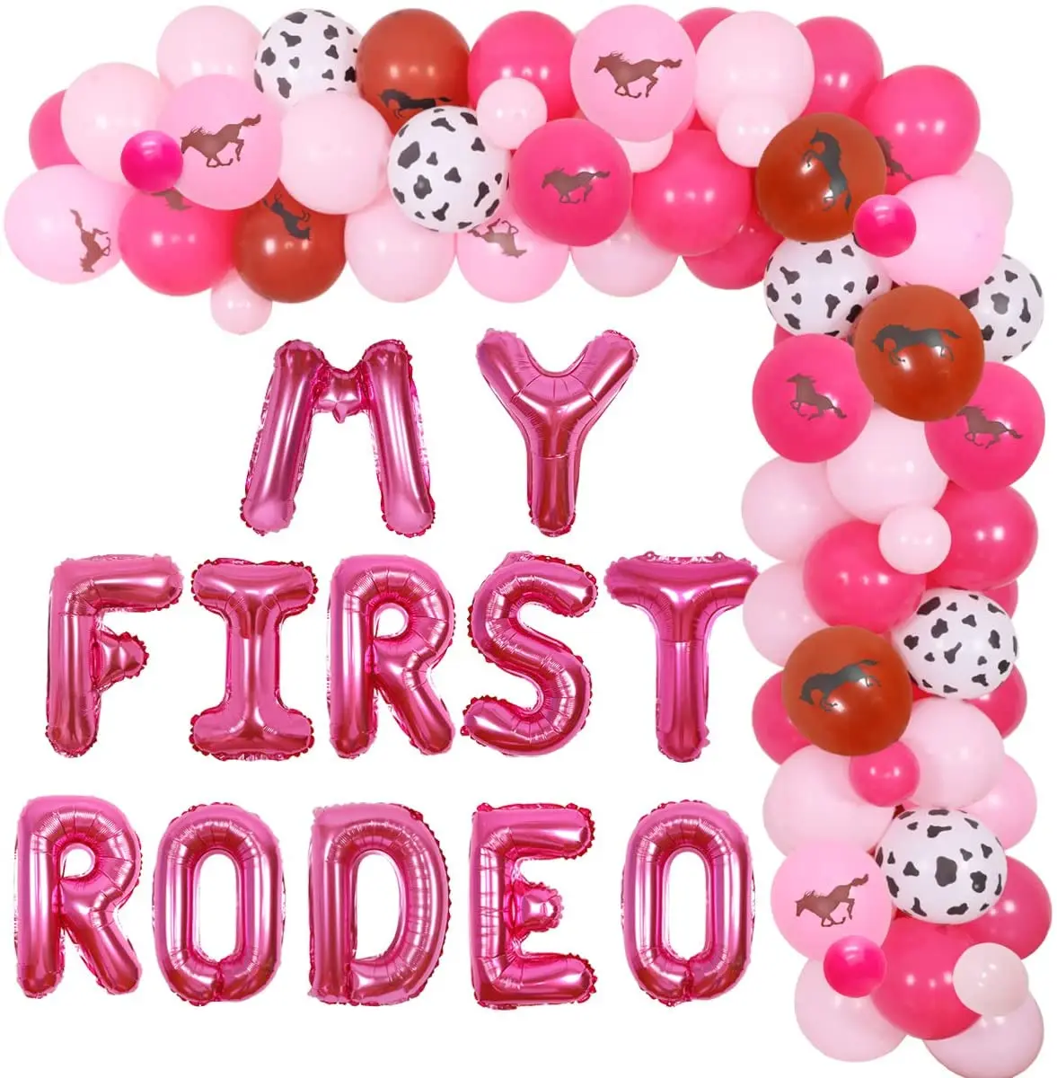 

Fangleland My First Rodeo Cowgirl Party Decorations Pink Horse Balloon Garland Western Theme Girls 1st Birthday Party Supplies