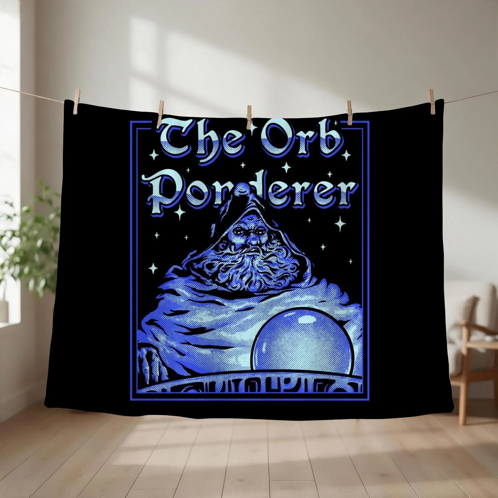 The Orb Ponderer - Pondering Orb Wizard with Magic Ball Magician MEME Throw Blanket