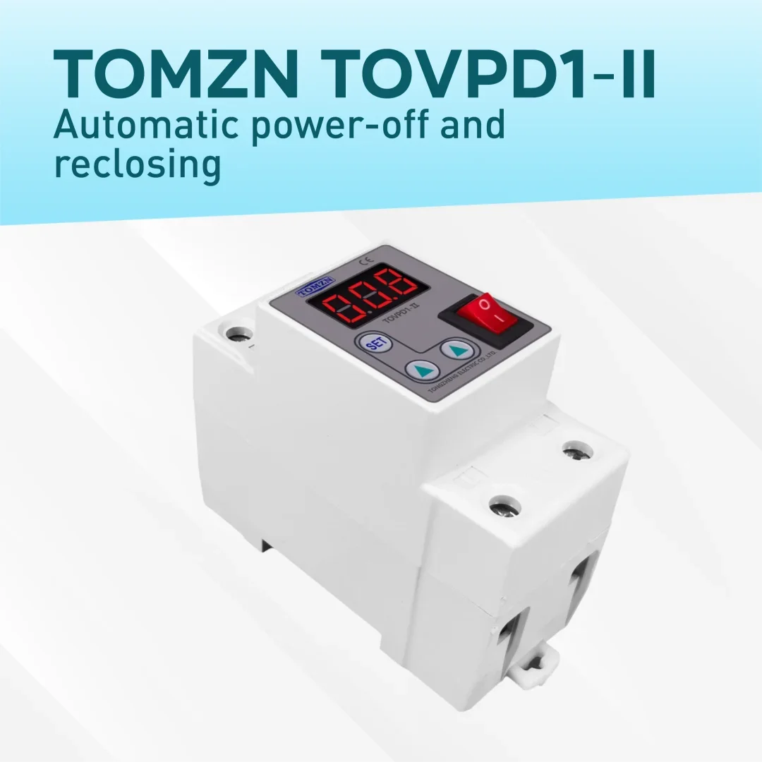 TOMZN Din Rail Mount Adjustable Overcurrent Protection Relay, 230V AC 1-63A, Current Limiting & Monitoring Protection Device