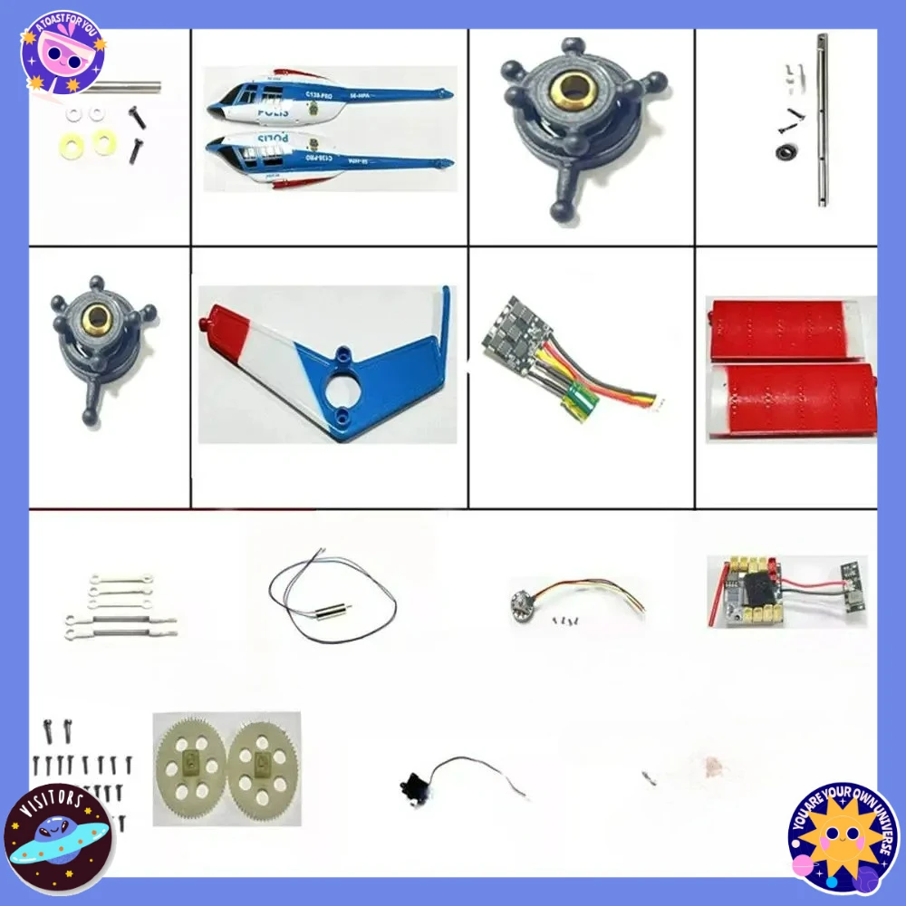 Pièces de rechange d'hélicoptère RC C138-PRO C138PRO, moteur d'hélice, tête de rotor, arbre principal, plateau cyclique, servo récepteur, coque, train d'atterrissage