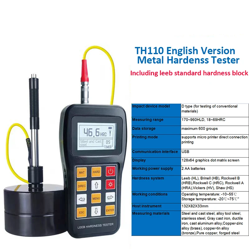 D type Digital leeb hardness tester for stainless steel copper Aluminum Hardness tester HL HB HRB HRC HRA