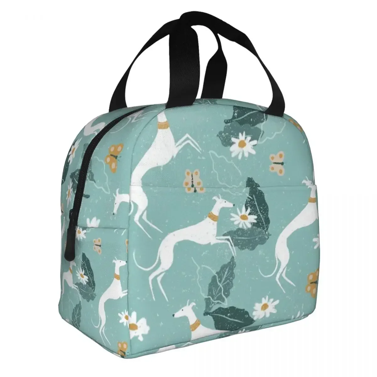 Greyhound Butterfly Lunch Bag Portable Insulated Canvas Cooler Italian Sihthound Animal Thermal School Lunch Box for Women Kids