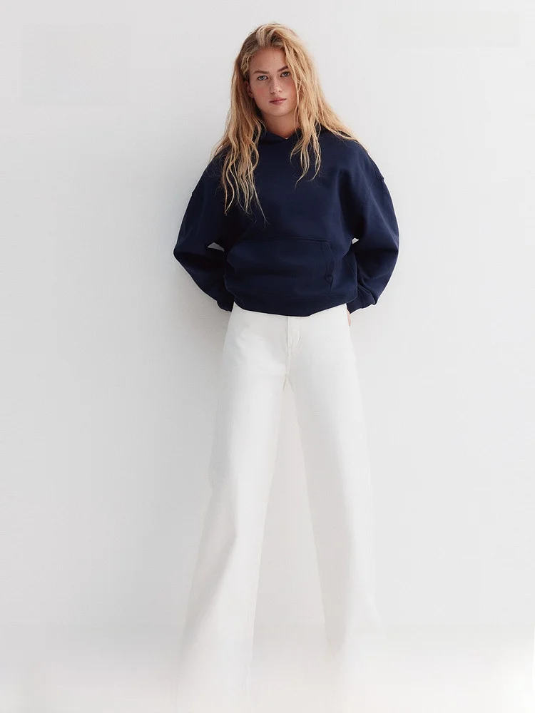 

H&M Летняя женская толстовка оверсайз 1297153 из смесового хлопка и полиэстера, стандартной длины, модная женская толстовка-худи