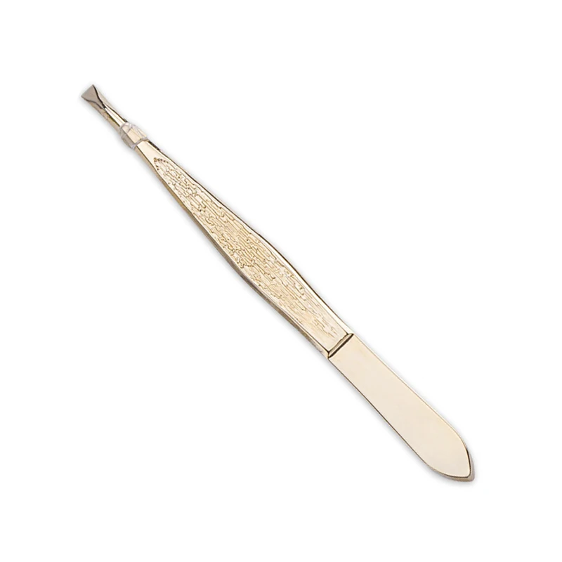 Slanted Stainless Steel Pinça, Pinça sobrancelha, Maquiagem Ferramenta para Remoção de Cabelo Rosto, Ouro Profissional, Cílios e Hair Beauty