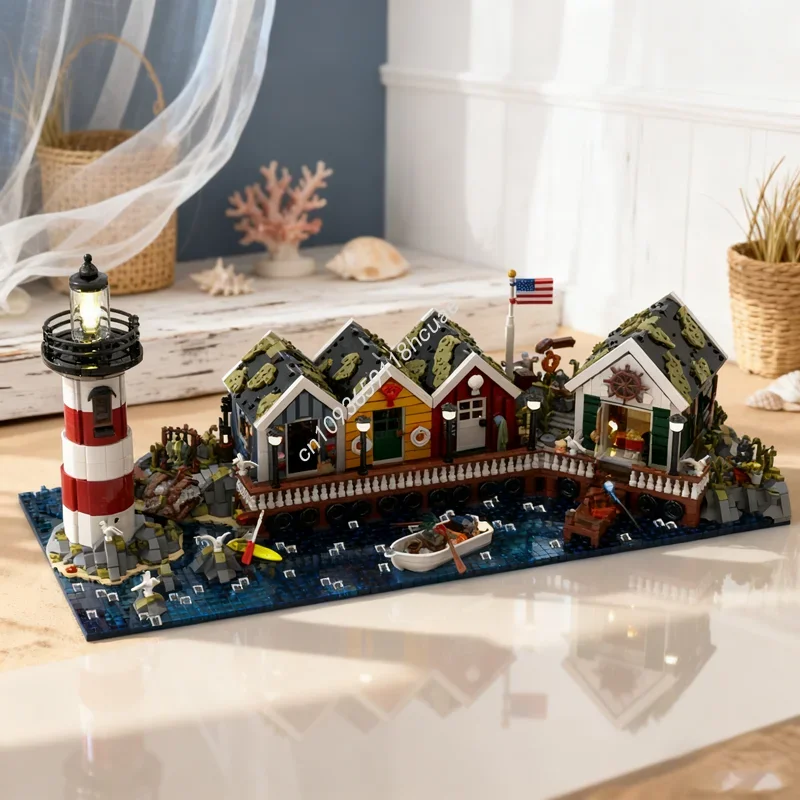 

4955 деталей MOC: Модель-диорама «Прибрежный город» — Конструктор-игрушка для сборки архитектурных моделей. Креативная идея для самостоятельной сборки. Подарки для детей на Рождество и День рождения.