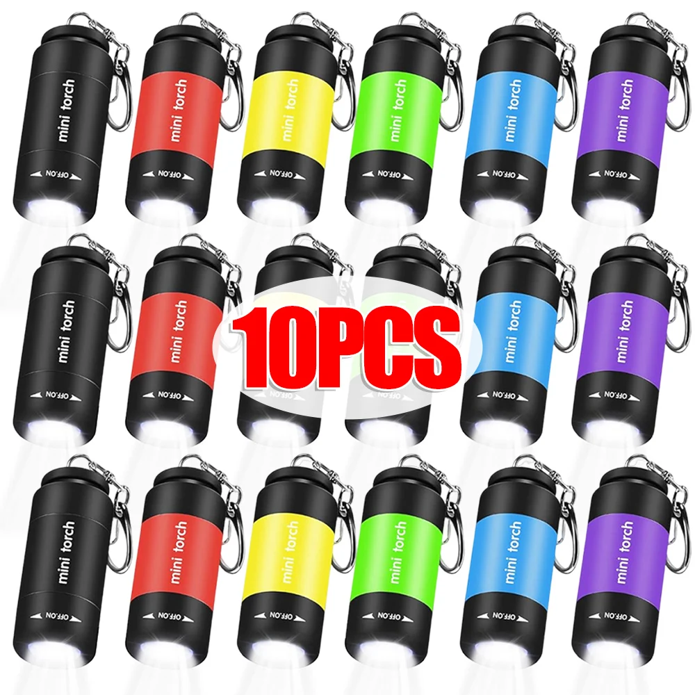 10/1Pc Mini Flashlight USB Rechargeable LED Multifunction Torch Lamp Pocket Keychain Flashlight Waterproof Outdoor Camping Light