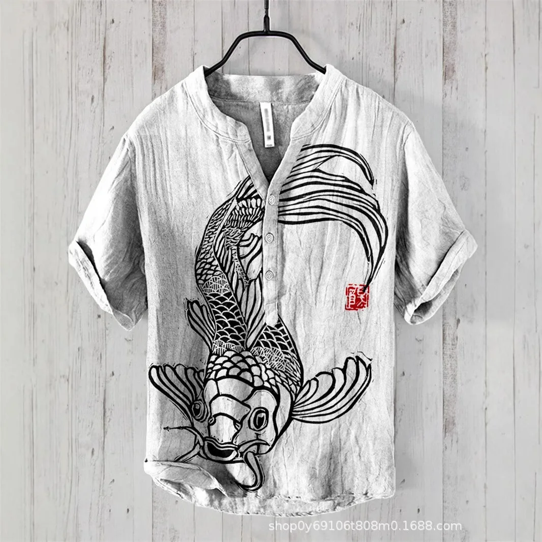 

3D Printed Short Sleeved Shirt European Men's Shirt Short Sleeved Shirt