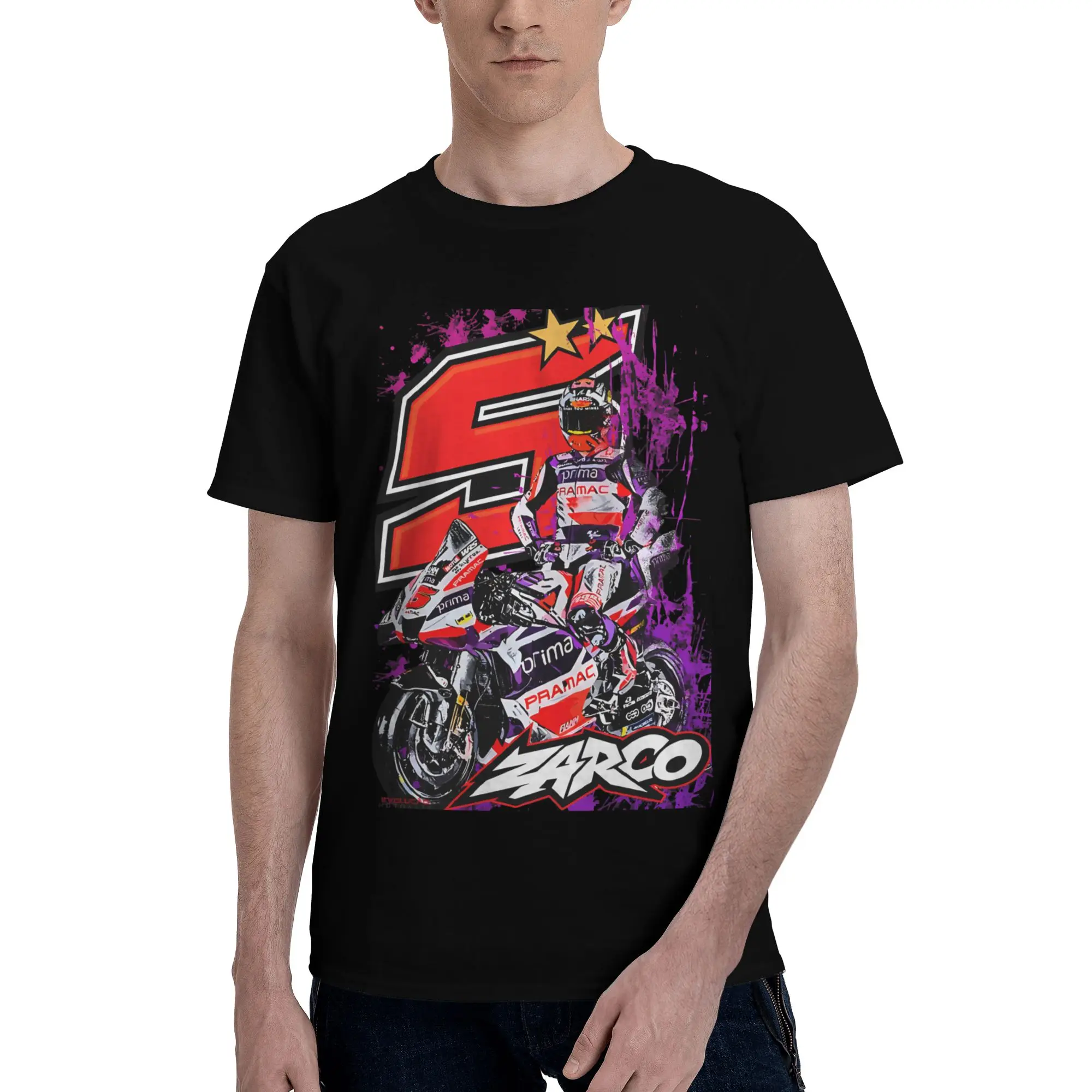 Johann Zarco Number 5 Moto GP Racing Funny Graphic 100% Cotton T-Shirt Motoo GP Tops Tees For Men