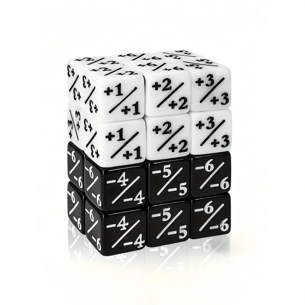 

24 PCS Black And White Dice Counting Tokens, Featuring D6 Dice Cubes for Loyalty Counting, Suitable for MTG, CCG, Card Games,mes