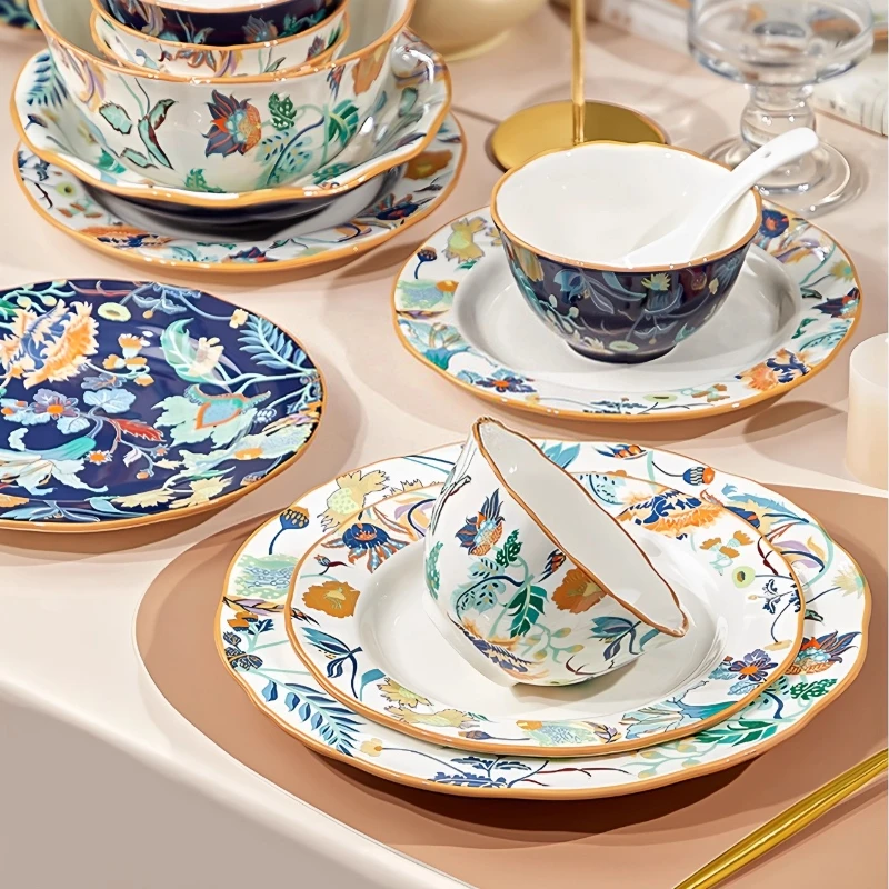 Complete Birthday Dinnerware Design European Style Italian Kitchen Plates Dinner Sets Ceramic Luxury Vajilla Ceramica Dinner Set