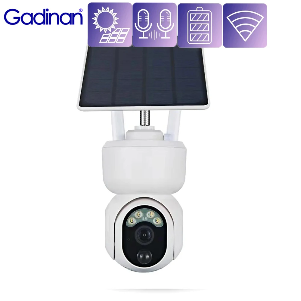 

Gadinan 4G Solar IP Camera 1080P Battery CCTV Security Home Wireless Outdoor PIR Motion Alarm Video Surveillance WiFi PTZ Camera