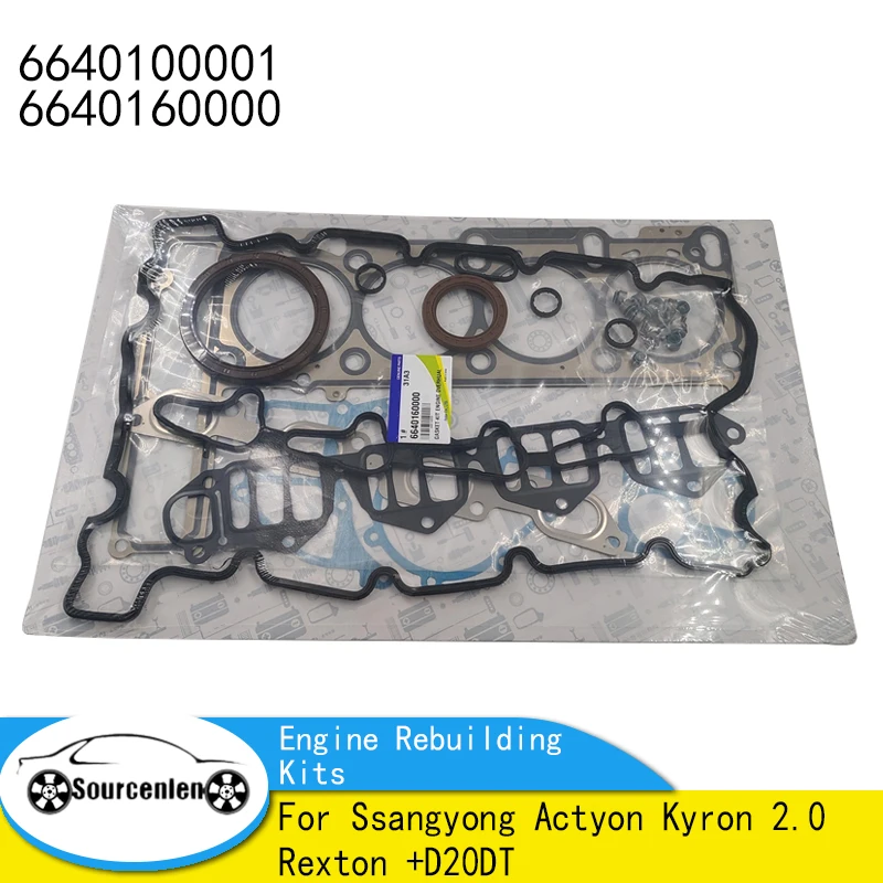 Brand New Genuine Engine Overhual Gasket Kit Rebuilding Kits 6640100001 For Ssangyong Actyon Kyron 2.0 Rexton +D20DT 6640160000