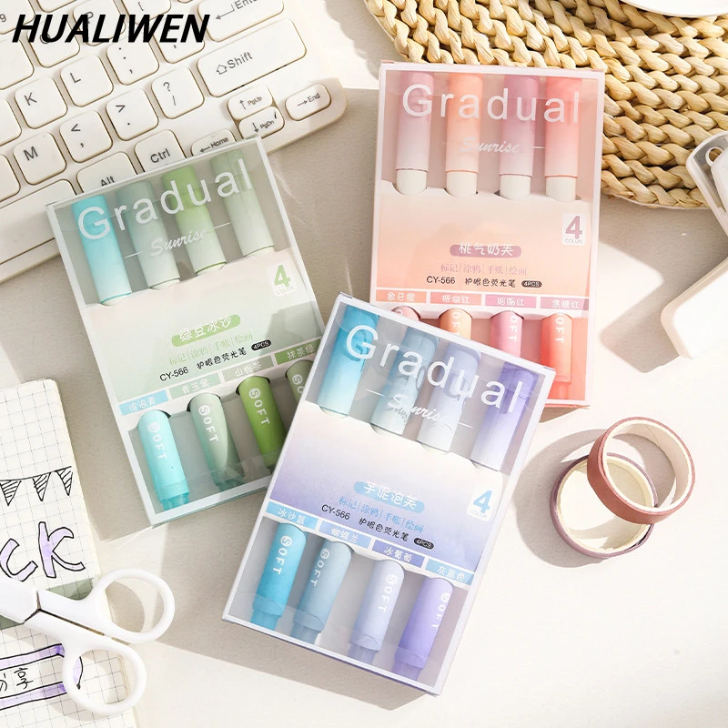 4pcs/set Kawaii Marker Pens Cute Highlighter DIY Spot Liner Drawing Painting Markers Office Stationery School Supplies