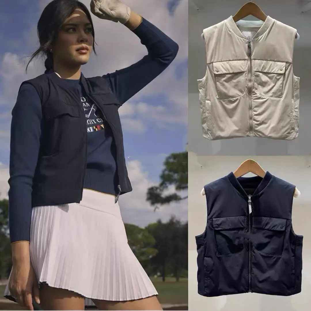 Clearance Sale-Ladies New Arrival Golf Padded Vest Casual Warm Quilted Waist‑Tighten Gilet Soft Non‑Bulky Sports Outer Coat