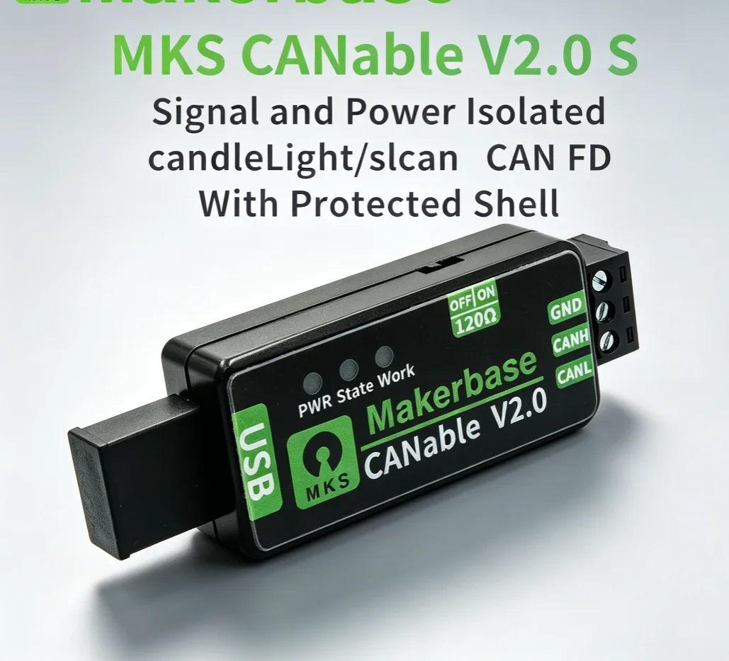 Makerbase CANable 2.0 Shell USB CAN Adapter Analyzer with CANFD Slcan SocketCAN Support for Klipper 3D Printer CANdleLight