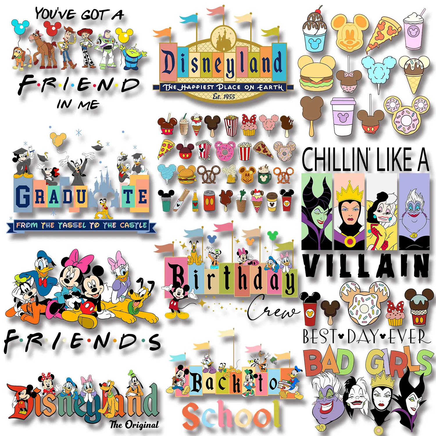 

Mickey Mouse Clubhouse Toy Story Witch Festivals Birthday Bubdies sale Iron-on Transfers for Clothing DIY Appliques