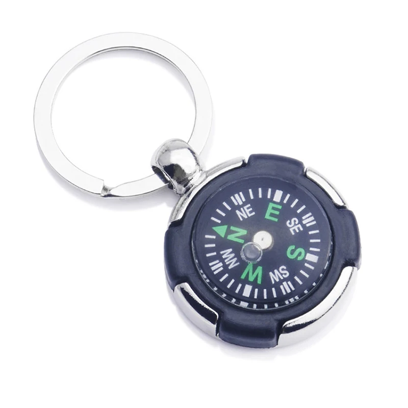 1Pcs Cool Men's Simple Style Keychain with Compass Function Figure Car Keyring Key Chain Pendant Alloy EDC Toy Gift for Adult