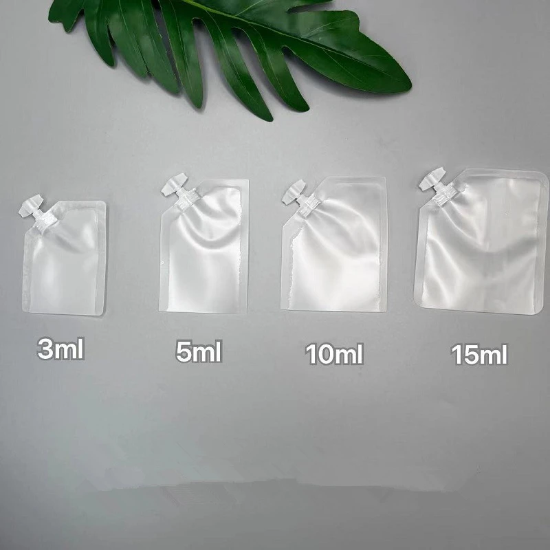 100pcs Sample Sachet Mini Spouted Pouch Frosted Transparent Empty Cosmetics Bottle Sealed Makeup Lotion Cream Sample Bag