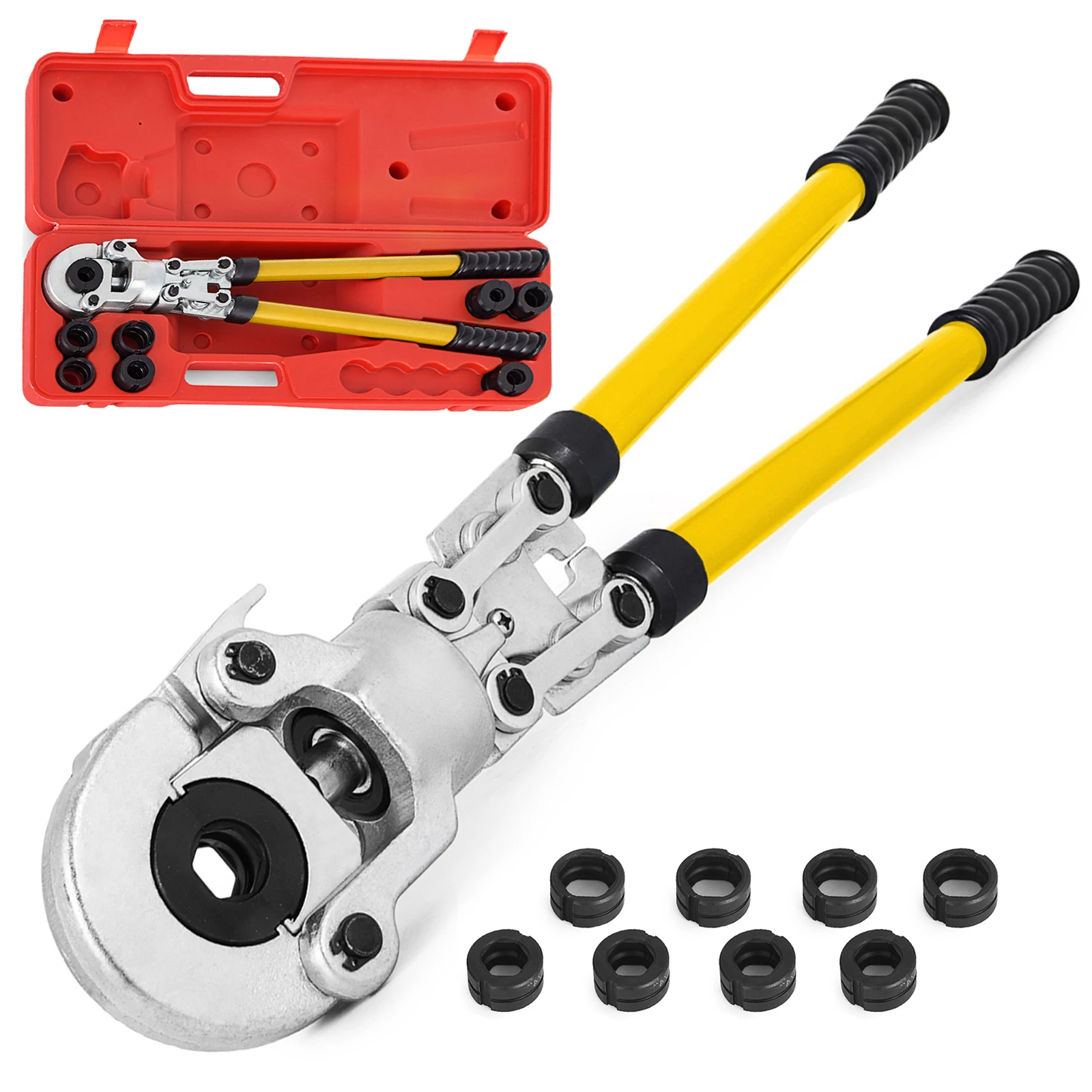 SucceBuy Strumento per crimpare tubi in acciaio PEX con stampi tipo TH/U/V Kit composito per pinze per pressatura idrauliche per tubi multistrato in rame