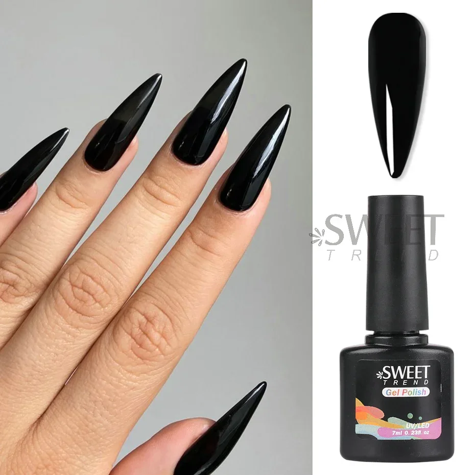 7ml Black White Gel Nail Polish Glossy Soak Off Lacquer UV LED Pure Color Silk Matte Top Coat Manicure Decoration Hybrid Varnish