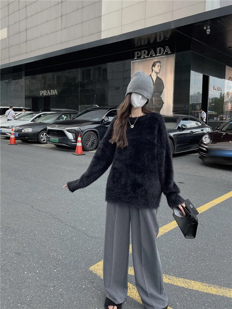 

Новые весенние женские брюки-палаццо с высокой талией, свободного кроя, в пол, повседневные, в стиле стритстайл, черные