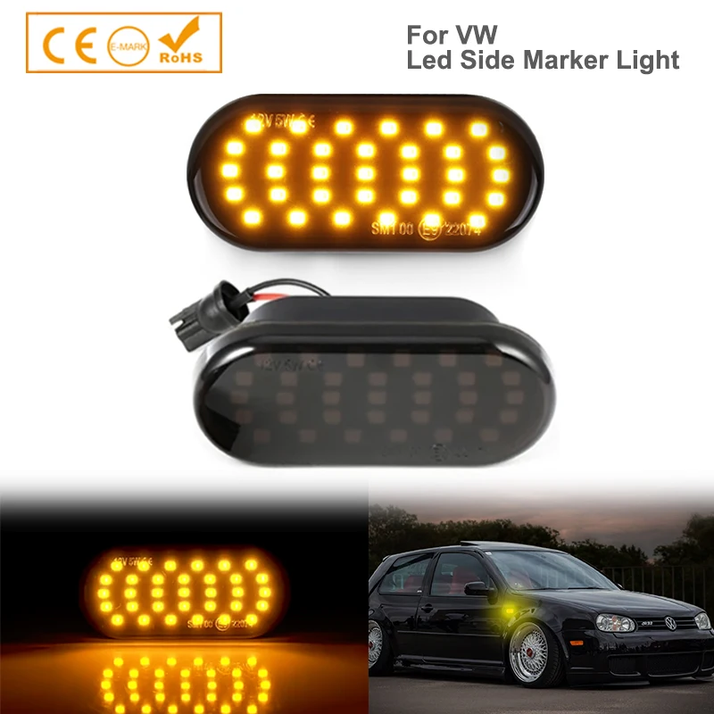 

2PCS Dynamic Turn Signal Light LED Side Fender Marker Car Normal Flashing Indicator Lamp For VW Golf3 Golf4 Polo