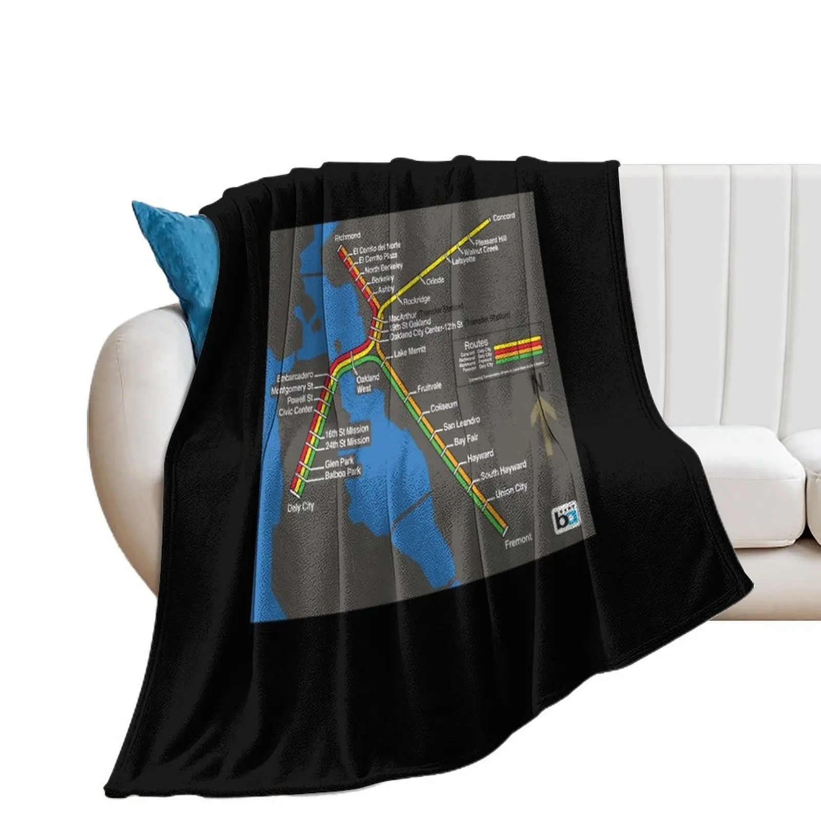 

Retro Bay Area Rapid Transit Map Throw Blanket Weighted Beautifuls Cute Moving Blankets