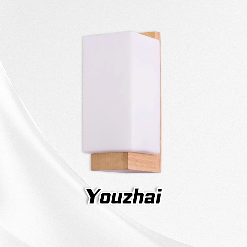 

Nordic wall lights, bedroom bedside lights, wooden LED glass, warm, modern, minimalist living room, hotel lights