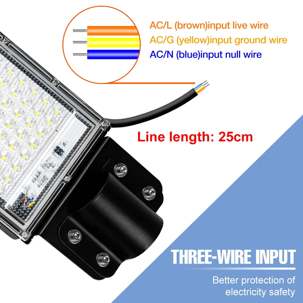 Lampadaire LED imperméable conforme à la norme IP65, éclairage d'extérieur à large faisceau, idéal pour le jardin ou la route, 50/220 W, 100 V