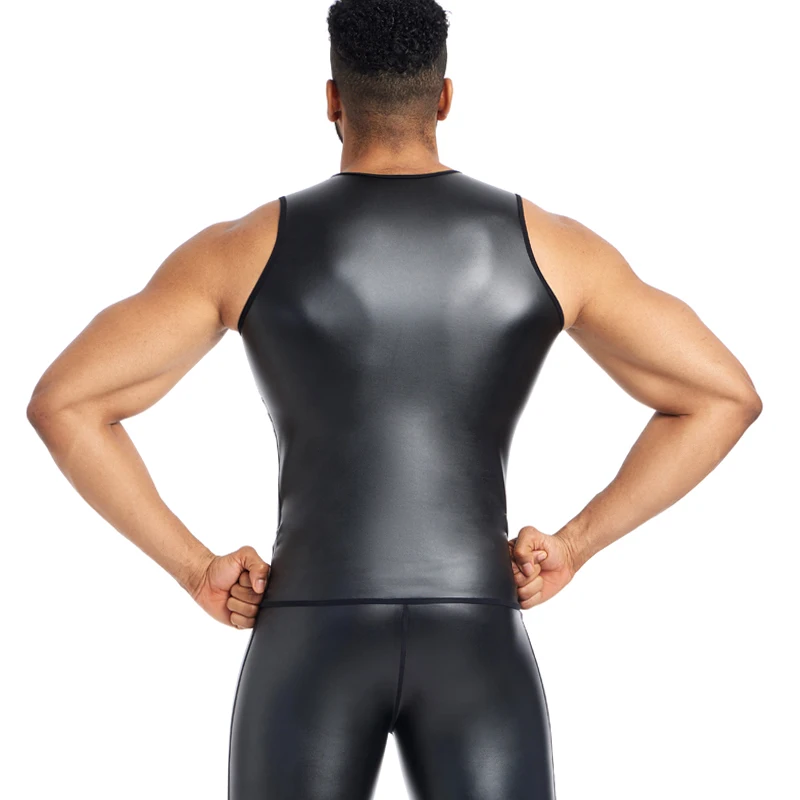 Men Body Shaper Faux Leather Vest Undershirt Tank Top Sleeveless Shirt Waistcoats Men's Slimming Underwear Waist trainer Corsets