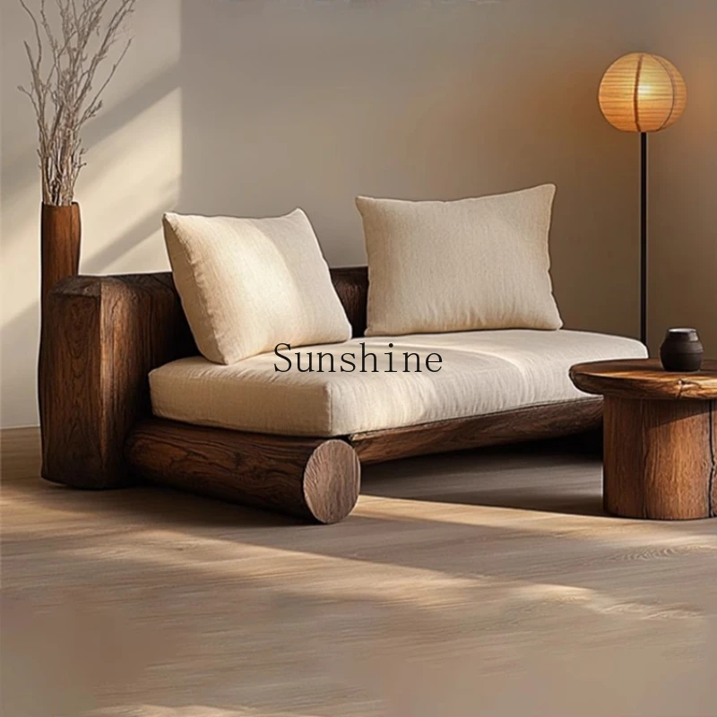 

Wabi Sandy Wind Solid Wood Platform Sofa Superior Sense Homestay Hotel Reception