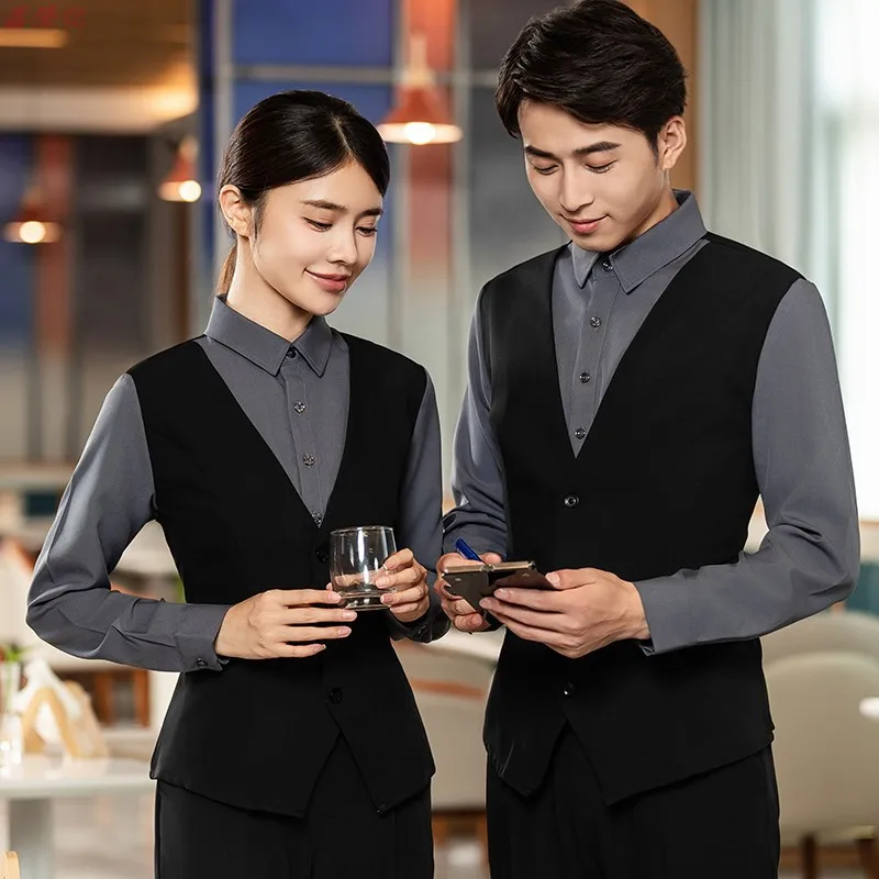 西洋レストラン ステーキハウス カフェ ティーハウス ウェイター フェイクツーピース 長袖 レストラン ケータリング 鍋レストラン 作業服